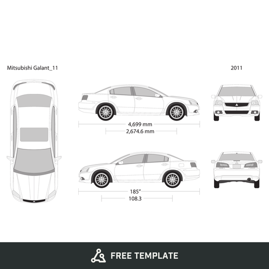 2011 Mitsubishi Galant free vector vehicle wrap template - GravBase