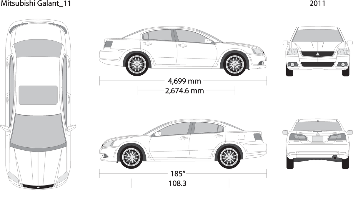 2011 Mitsubishi Galant V11 Vehicle Wrap Template