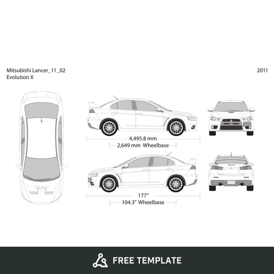 2011 Mitsubishi Lancer free vector vehicle wrap template - GravBase
