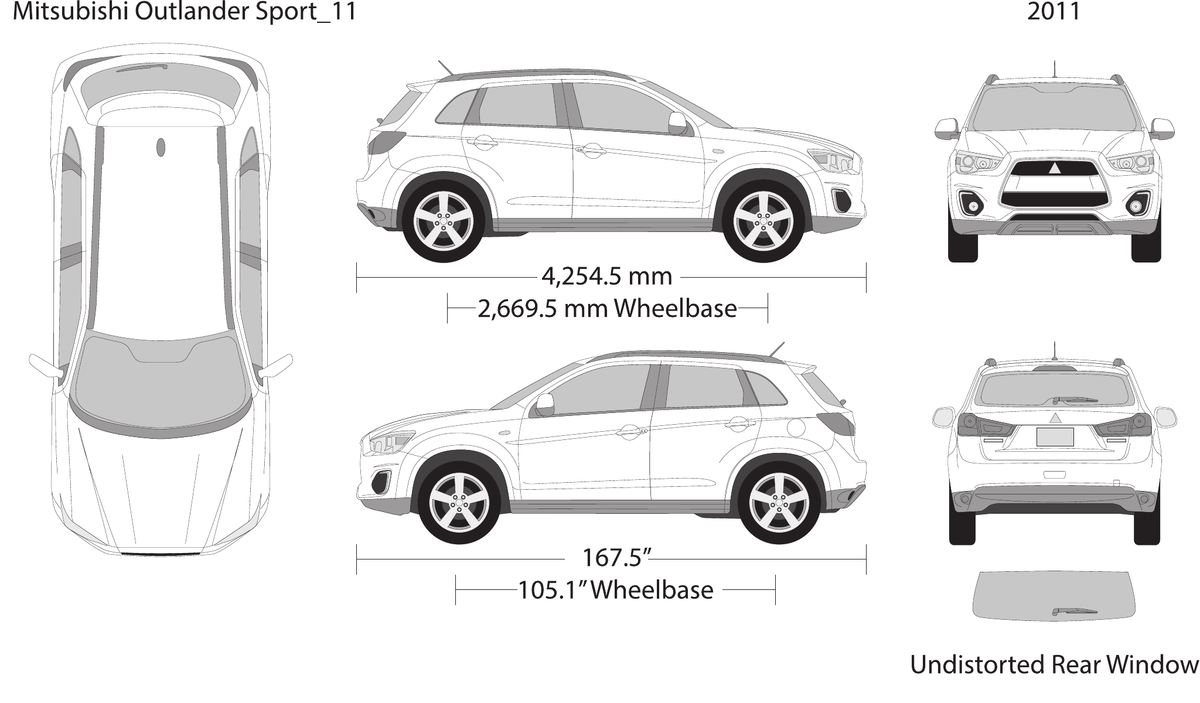 2011 Mitsubishi Outlander Sport vector wrap template, Design-Ready PDF - GravBase