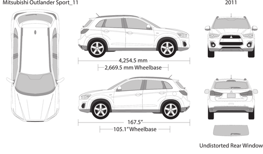 2011 Mitsubishi Outlander Sport vector wrap template, Design-Ready PDF - GravBase