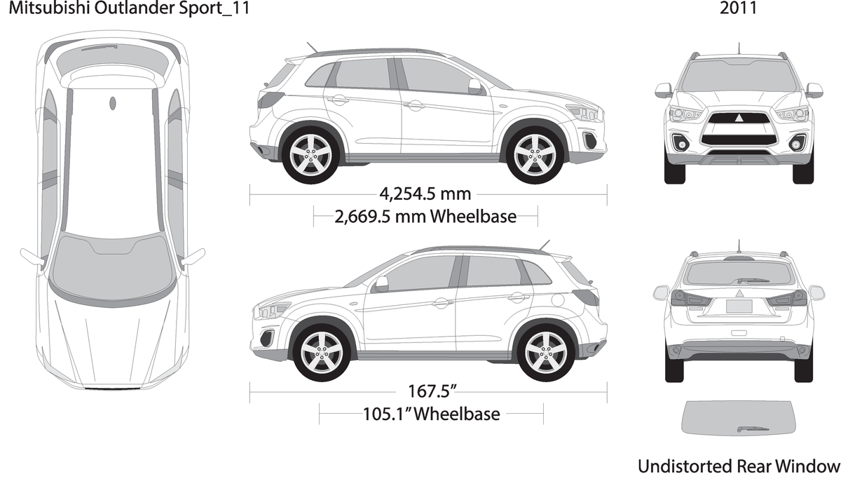 2011 Mitsubishi Outlander Sport V11 Vehicle Wrap Template