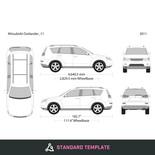 2011 Mitsubishi Outlander vector wrap template, Design-Ready PDF - GravBase