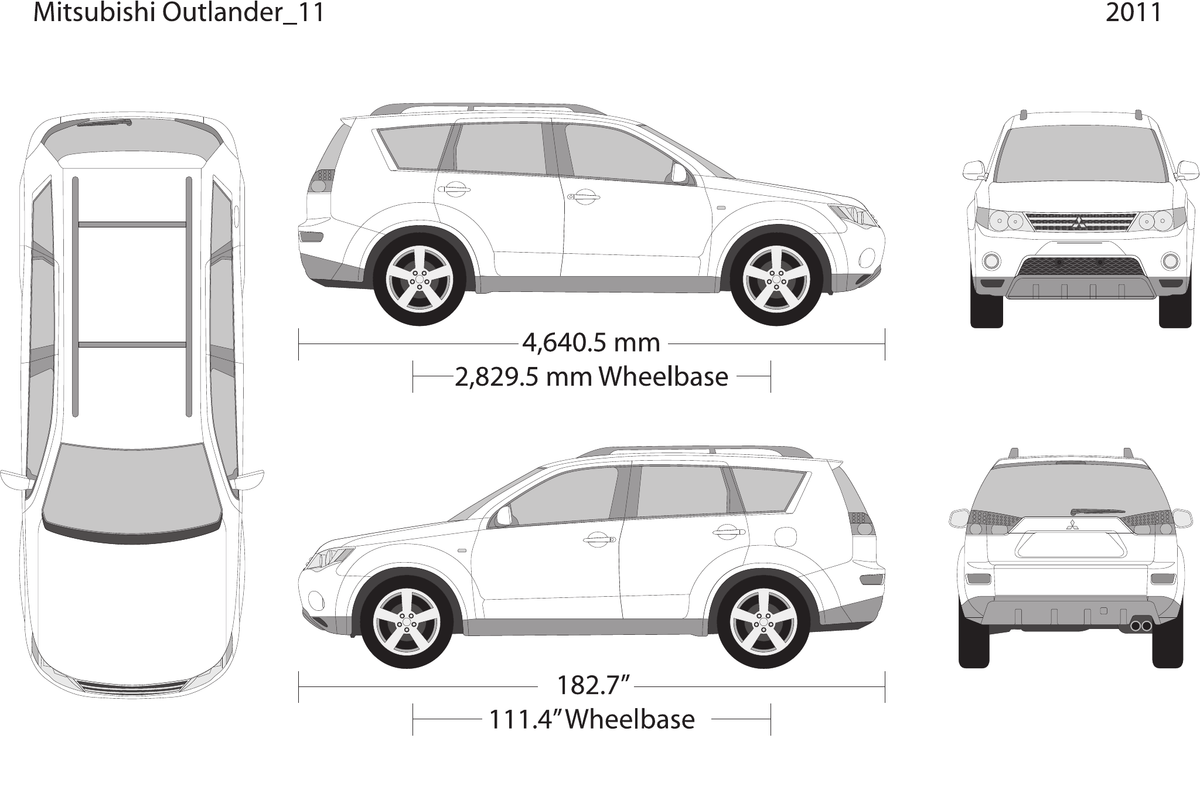 2011 Mitsubishi Outlander vector wrap template, Design-Ready PDF - GravBase