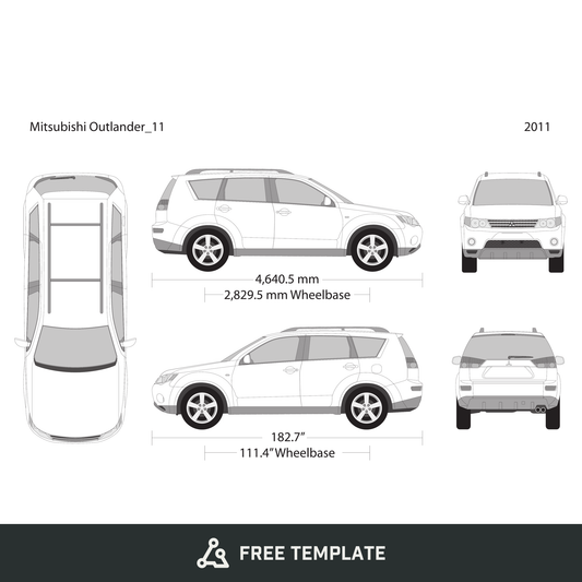 2011 Mitsubishi Outlander free vector vehicle wrap template - GravBase