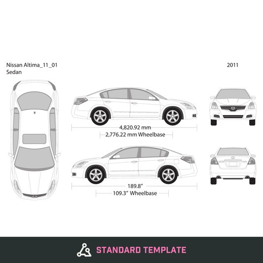 2011 Nissan Altima vector wrap template, Design-Ready PDF - GravBase