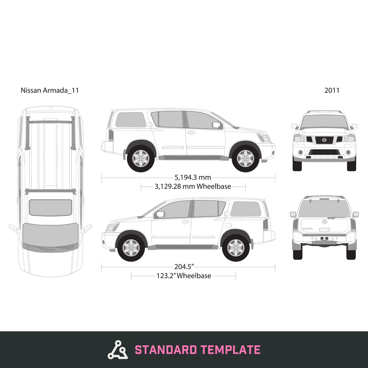 2011 Nissan Armada vector wrap template, Design-Ready PDF - GravBase