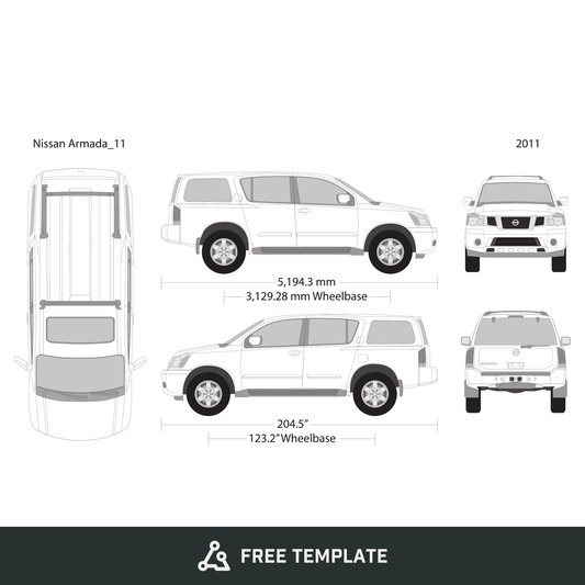 2011 Nissan Armada free vector vehicle wrap template - GravBase