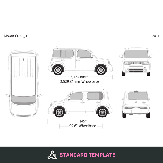 2011 Nissan Cube vector wrap template V01, Design-Ready PDF - GravBase