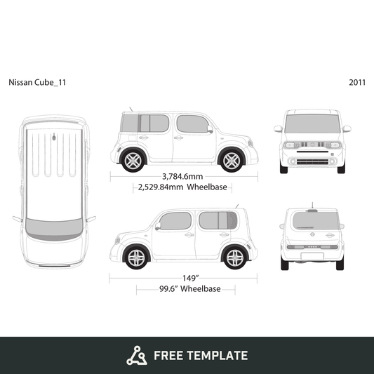 2011 Nissan Cube free vector vehicle wrap template - GravBase