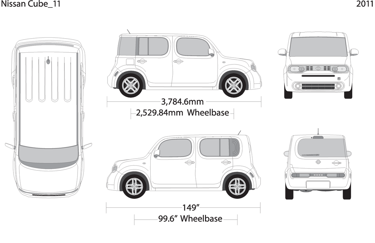 2011 Nissan Cube V01 Vehicle Wrap Template