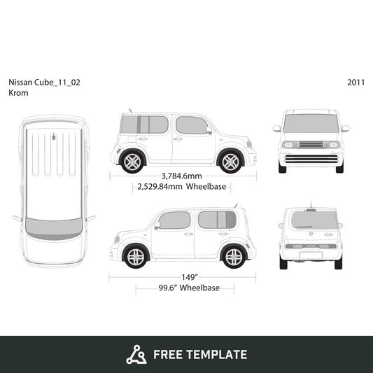 2011 Nissan Cube free vector vehicle wrap template - GravBase