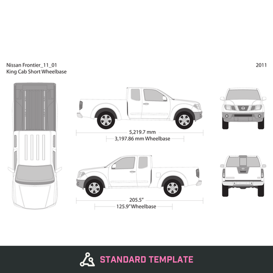 2011 Nissan Frontier vector wrap template V01, Design-Ready PDF - GravBase