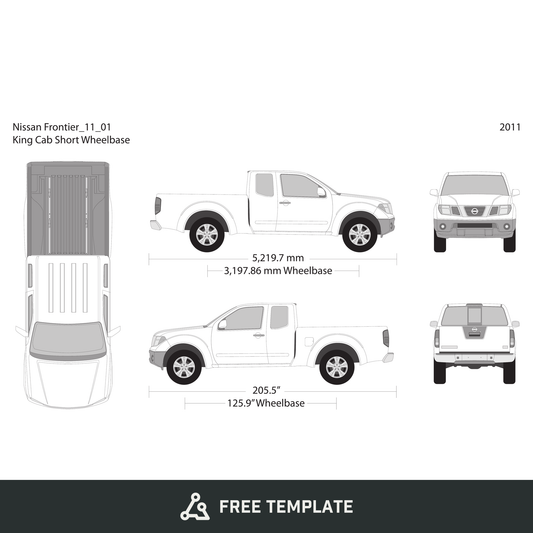 2011 Nissan Frontier front view free vector vehicle wrap template - GravBase