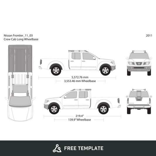 2011 Nissan Frontier front view free vector vehicle wrap template - GravBase