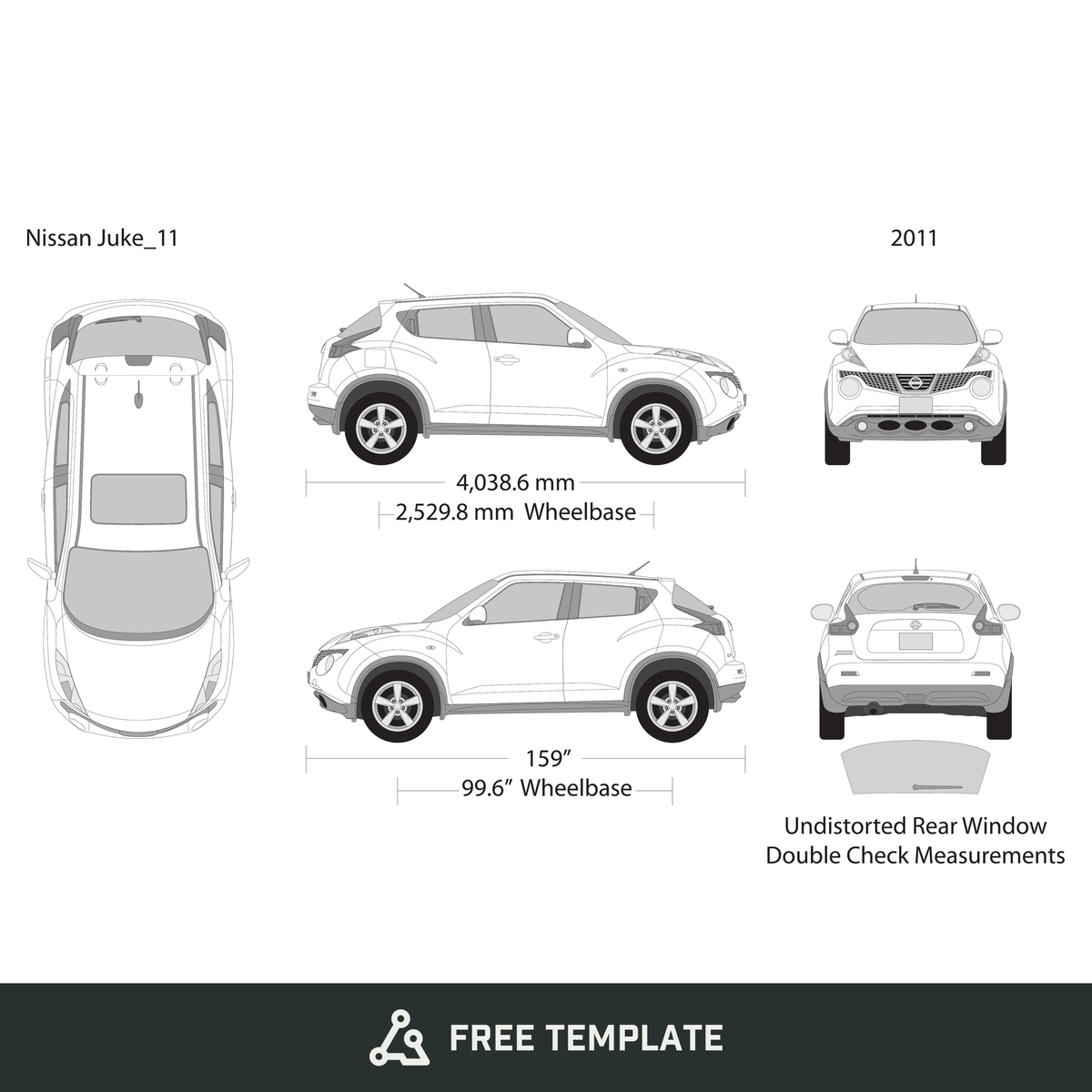 2011 Nissan Juke free vector vehicle wrap template - GravBase