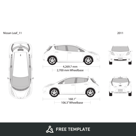 2011 Nissan Leaf free vector vehicle wrap template - GravBase