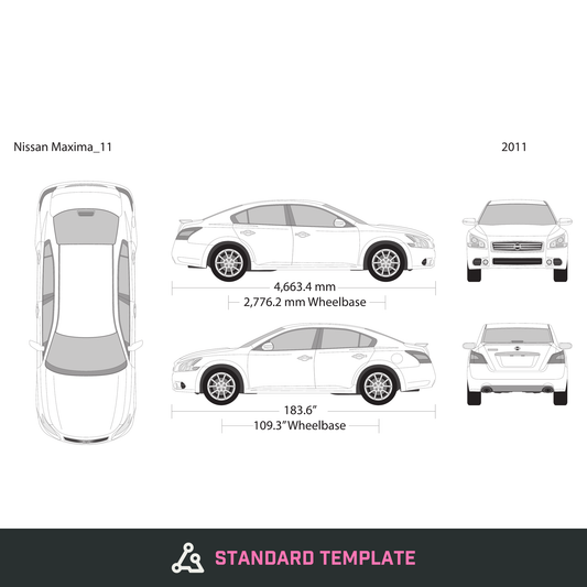 2011 Nissan Maxima vector wrap template, Design-Ready PDF - GravBase