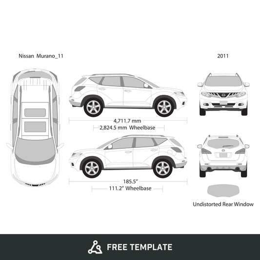 2011 Nissan Murano free vector vehicle wrap template - GravBase