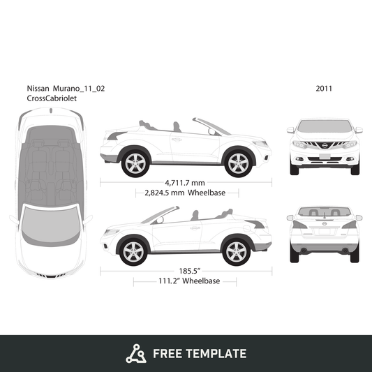 2011 Nissan Murano free vector vehicle wrap template - GravBase