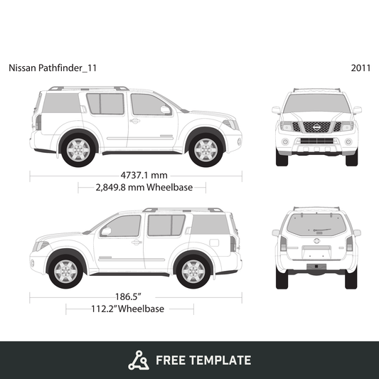 2011 Nissan Pathfinder free vector vehicle wrap template - GravBase