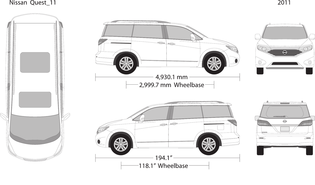 2011 Nissan Quest vector wrap template, Design-Ready PDF - GravBase