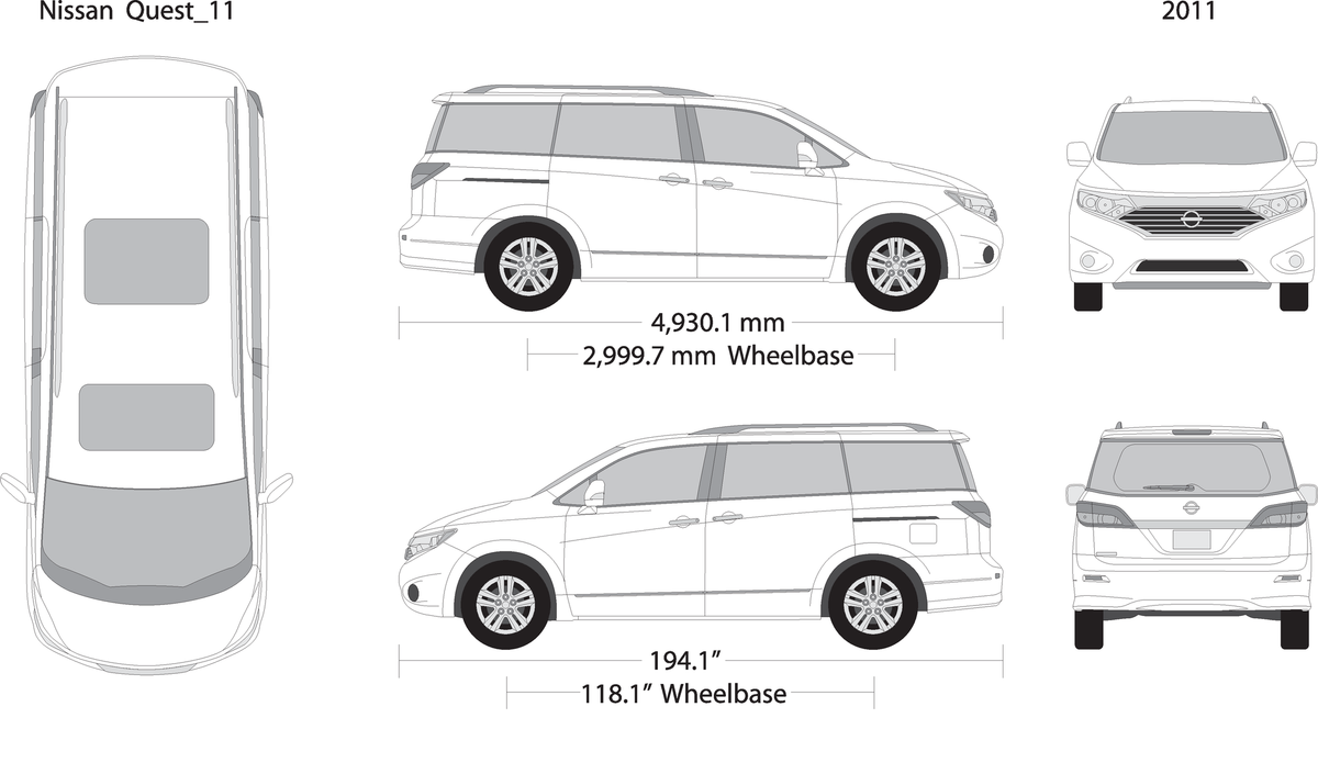 2011 Nissan Quest V11 Vehicle Wrap Template