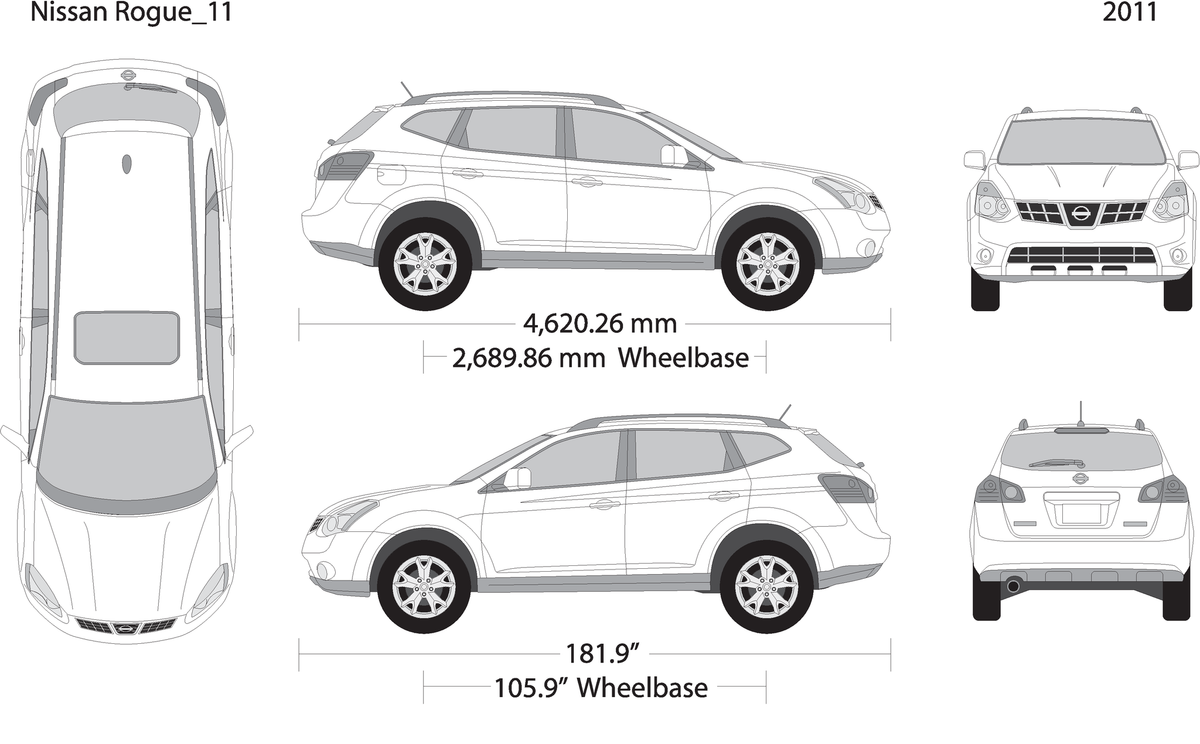 2011 Nissan Rogue V11 Vehicle Wrap Template