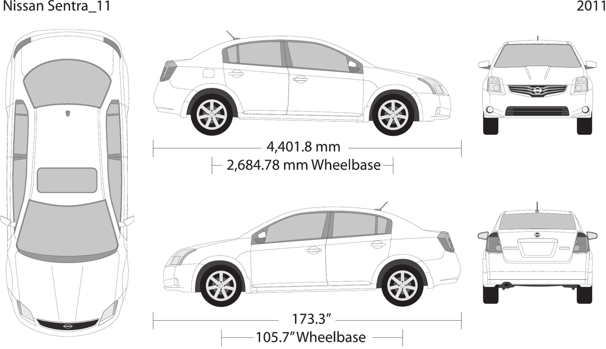 2011 Nissan Sentra vector wrap template, Design-Ready PDF - GravBase