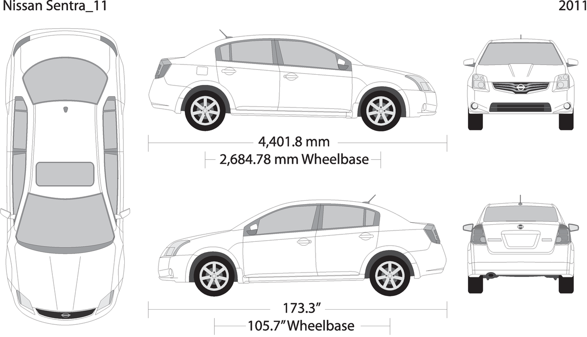 2011 Nissan Sentra V11 Vehicle Wrap Template