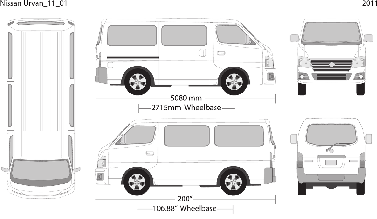 2011 Nissan Urvan vector wrap template V01, Design-Ready PDF - GravBase