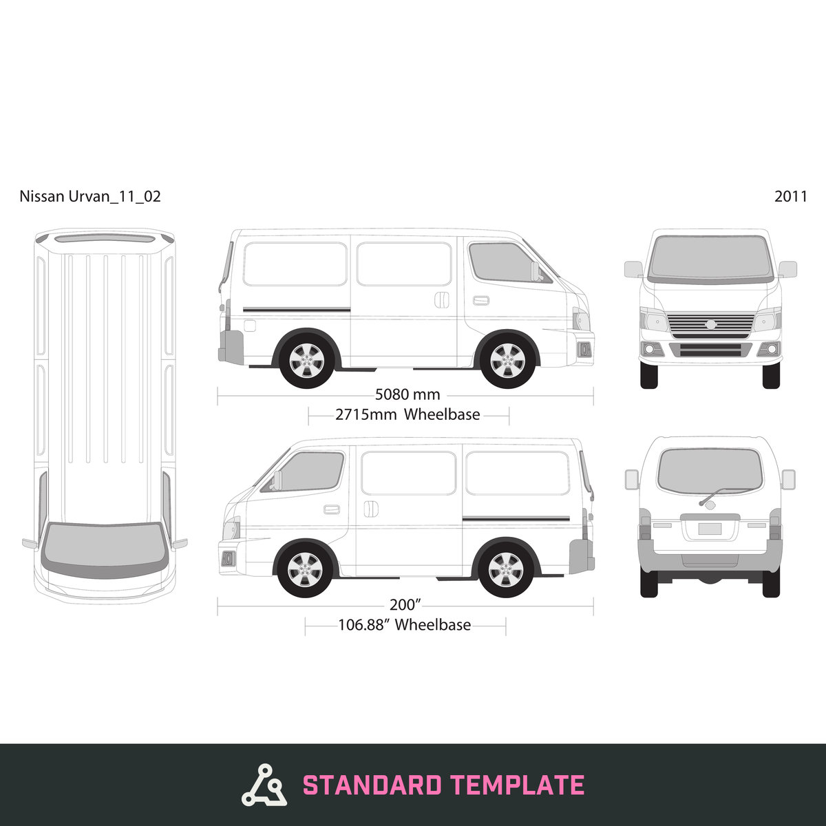 2011 Nissan Urvan vector wrap template V02, Design-Ready PDF - GravBase