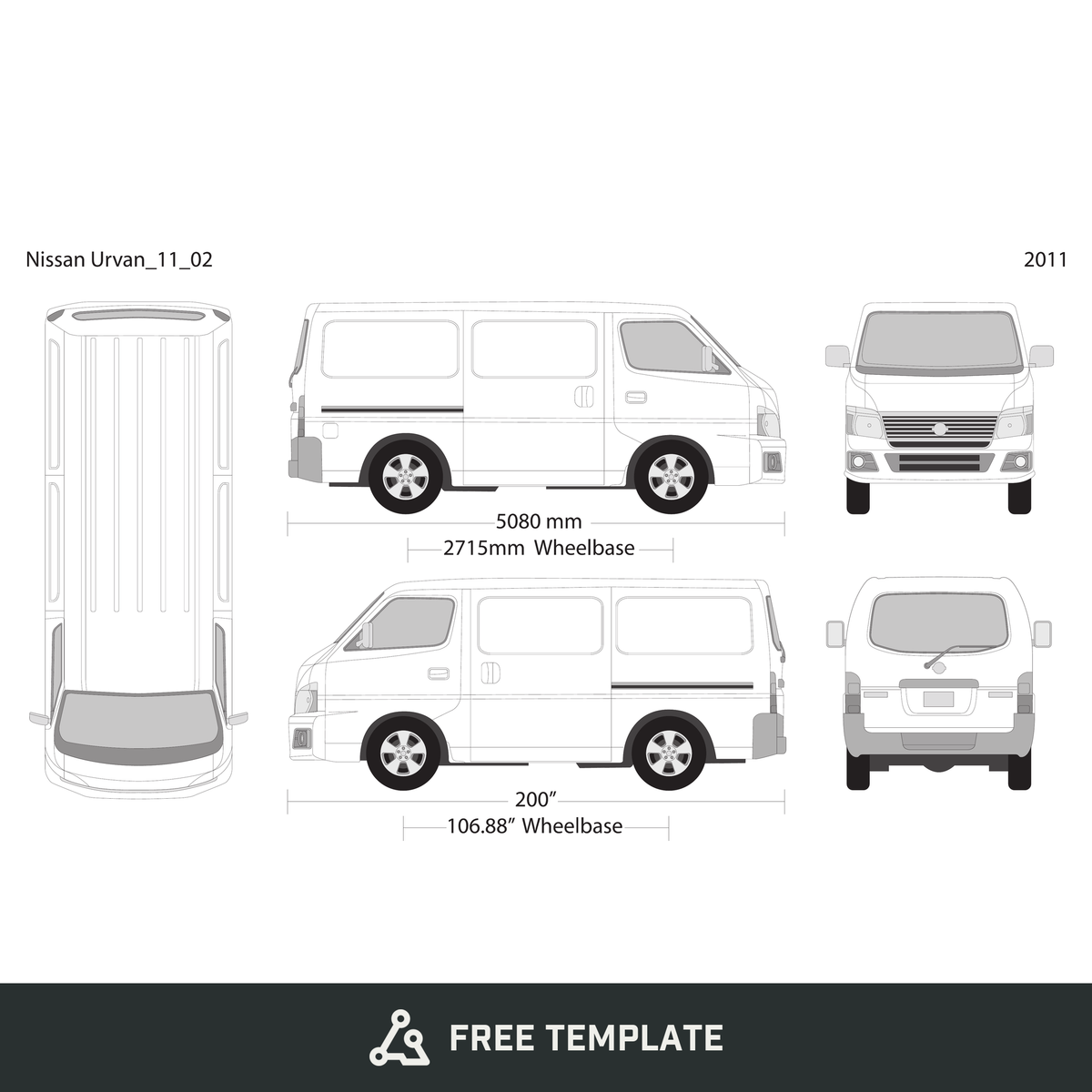 2011 Nissan Urvan free vector vehicle wrap template - GravBase
