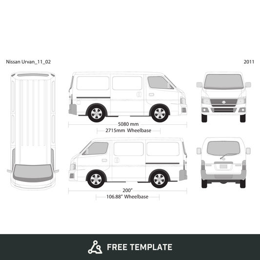 2011 Nissan Urvan free vector vehicle wrap template - GravBase