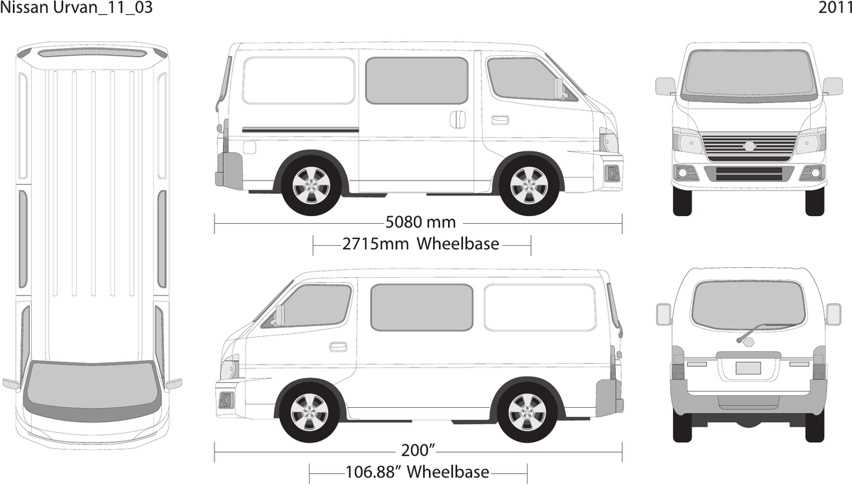 2011 Nissan Urvan vector wrap template V03, Design-Ready PDF - GravBase