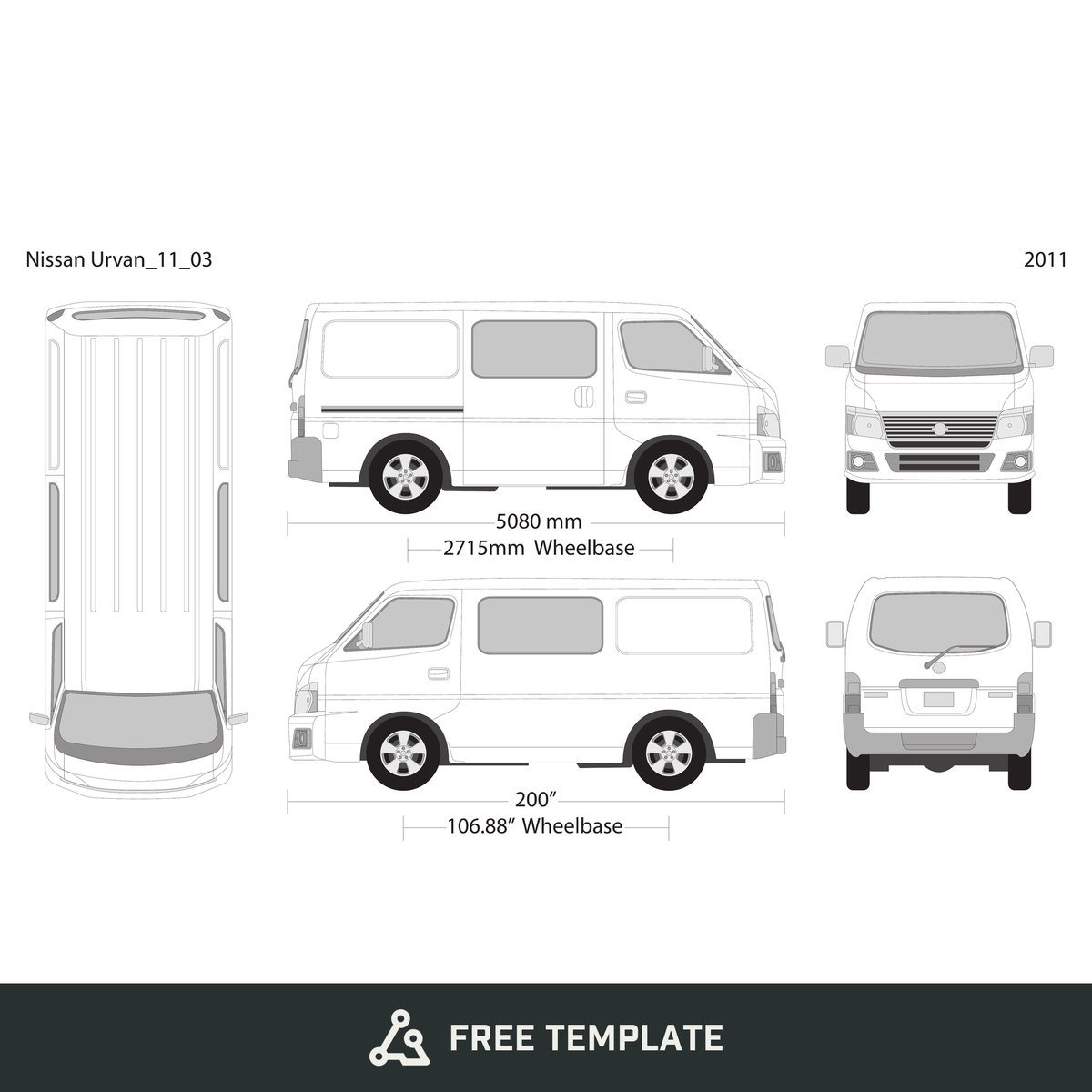 2011 Nissan Urvan free vector vehicle wrap template - GravBase