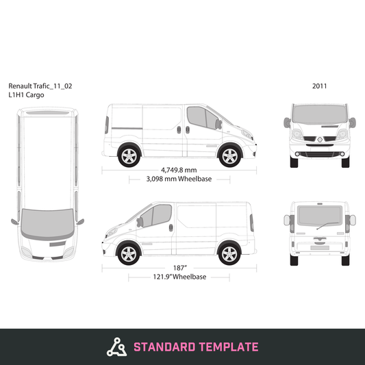 2011 Renault Trafic vector wrap template V02, Design-Ready PDF - GravBase