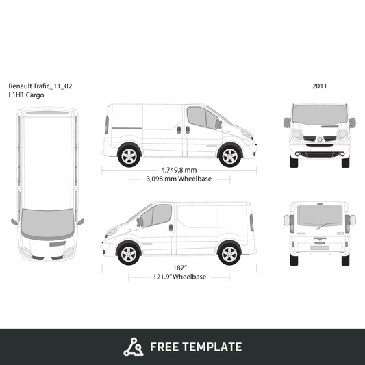 2011 Renault Trafic free vector vehicle wrap template - GravBase