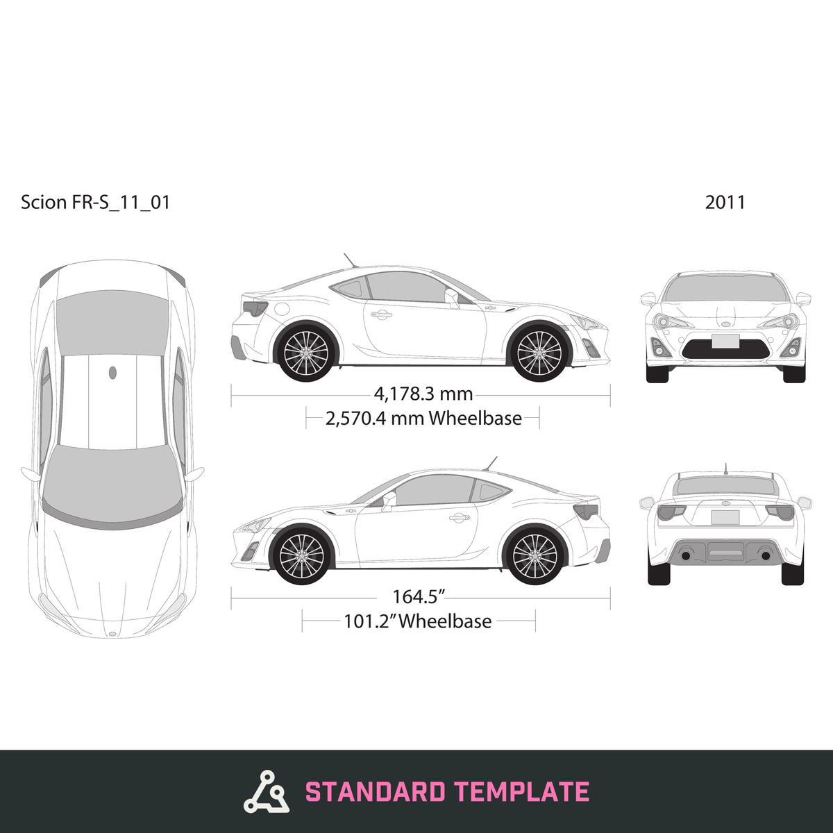 2011 Scion FR-S vector wrap template, Design-Ready PDF - GravBase