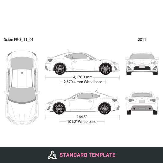 2011 Scion FR-S vector wrap template, Design-Ready PDF - GravBase
