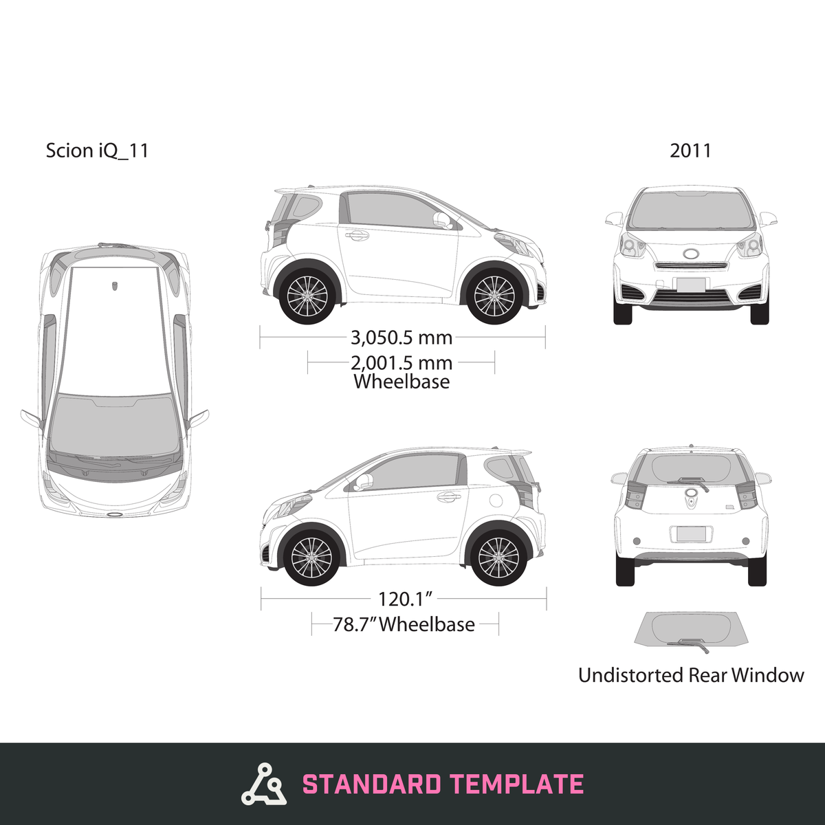 2011 Scion Iq vector wrap template, Design-Ready PDF - GravBase