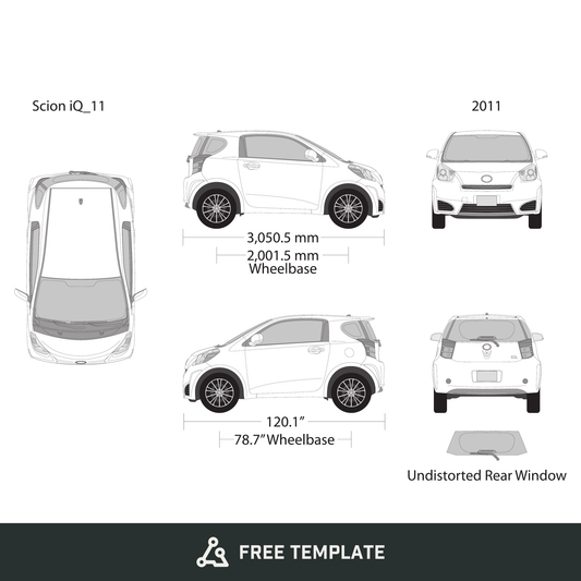 2011 Scion Iq free vector vehicle wrap template - GravBase