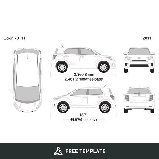 2011 Scion Xd free vector vehicle wrap template - GravBase