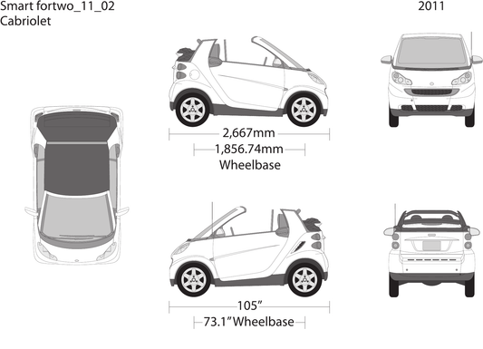 2011 Smart Fortwo Cabriolet vector wrap template, Design-Ready PDF - GravBase