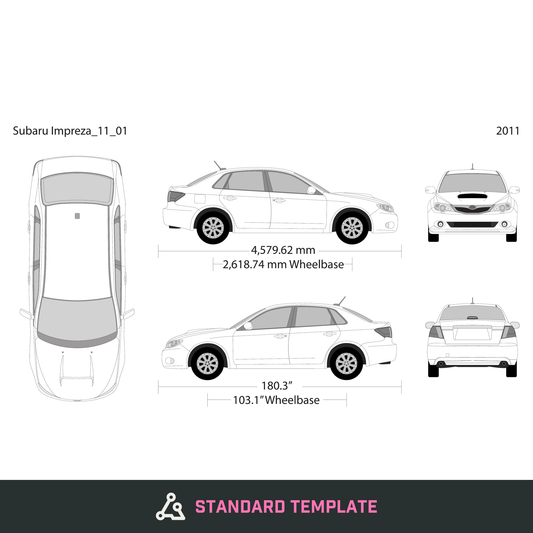 2011 Subaru Impreza vector wrap template V01, Design-Ready PDF - GravBase
