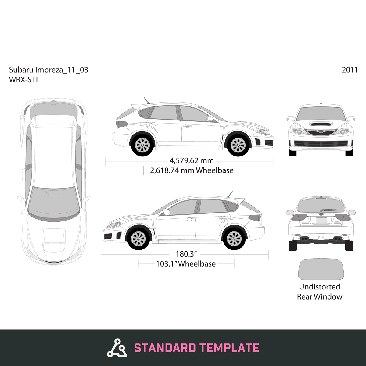 2011 Subaru Impreza vector wrap template V03, Design-Ready PDF - GravBase