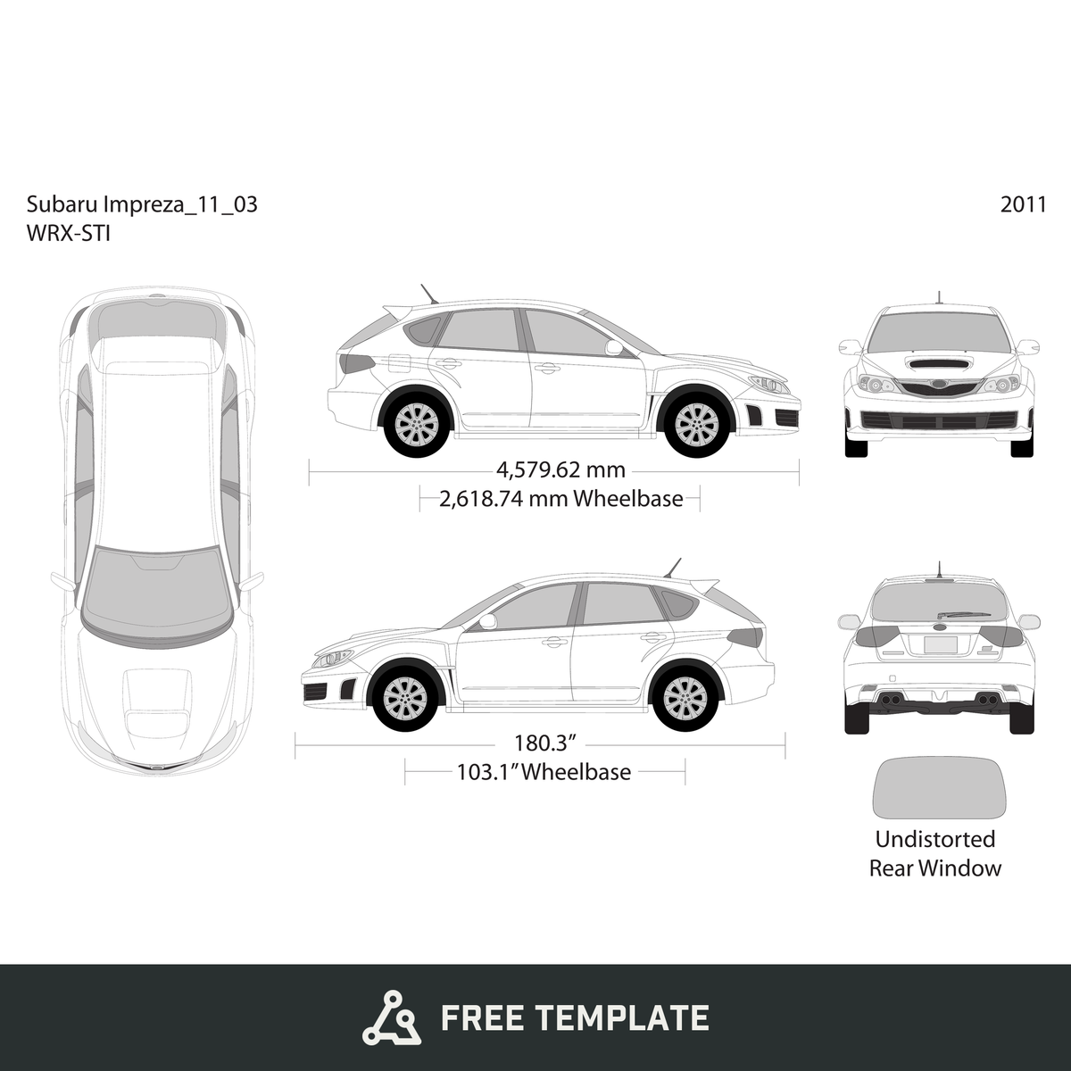 2011 Subaru Impreza free vector vehicle wrap template - GravBase