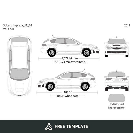 2011 Subaru Impreza free vector vehicle wrap template - GravBase