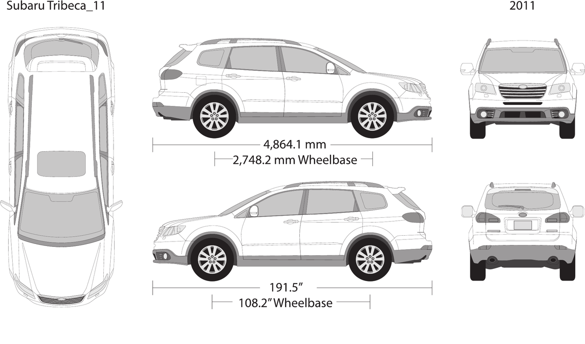 2011 Subaru Tribeca vector wrap template, Design-Ready PDF - GravBase