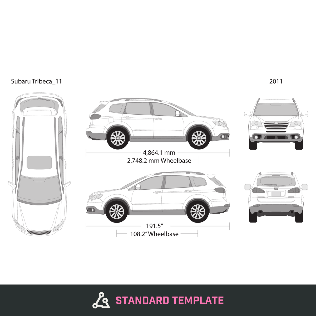 2011 Subaru Tribeca vector wrap template, Design-Ready PDF - GravBase